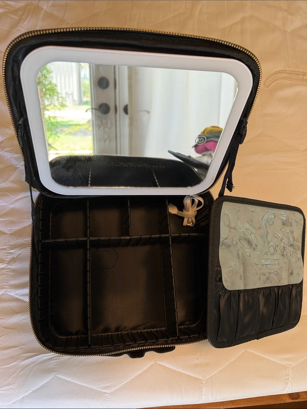White Square Travel Case - Compact Cosmetic or Tech Organizer